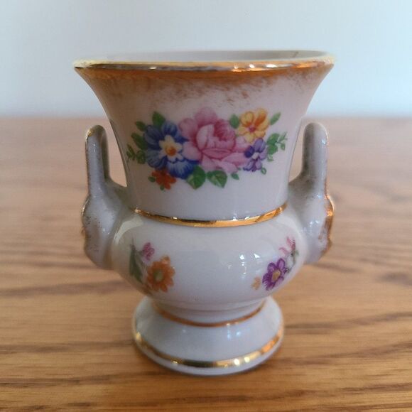 M Elfinware Germany Urn Shaped Mini Bud Vase Flowers With Gold Trim Bottom Stamp - Picture 2 of 10
